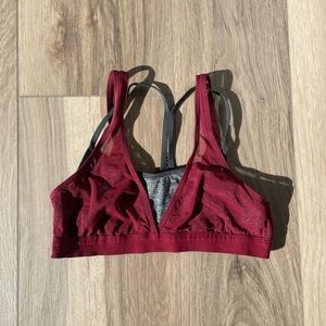 Aerie Layered Mesh Bralette - Burgundy